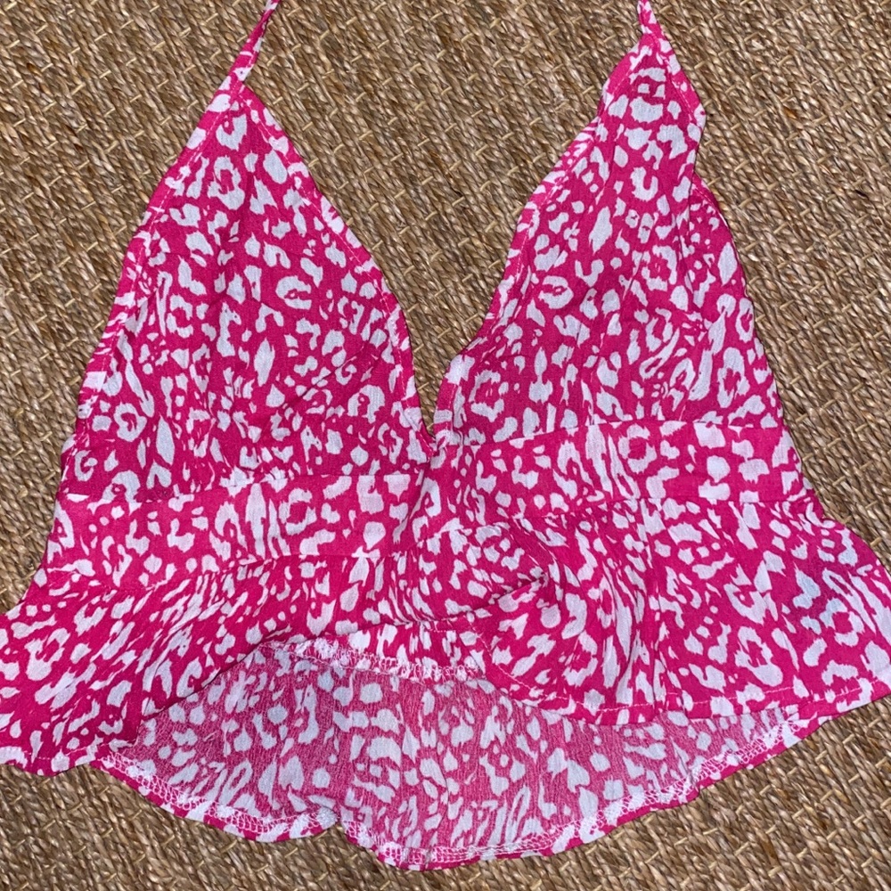 SHEIN Pink Leopard Halter Top (S)